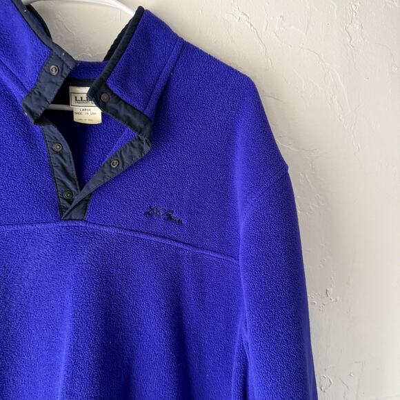 Vintage LL Bean Pullover Womens Large Fleece Snap Front Made USA 90s Outdoors - Picture 2 of 7